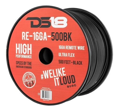 Bobina De Cable  Ds18 #16 Remoto 500 Pies Negro