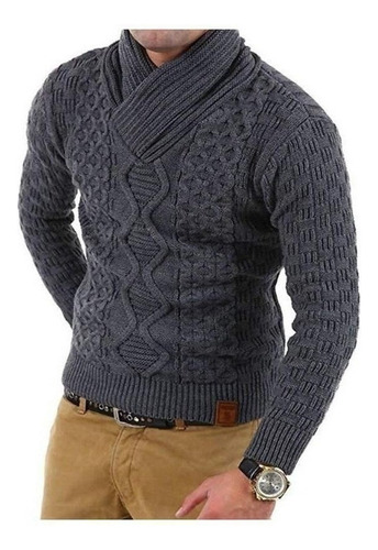 Jersey Para Hombre Punto De Cuello Alto De Color Sólido