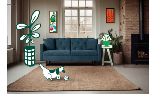 Sofá Cama Jagger Makora Beehive De Velvet Color Verde