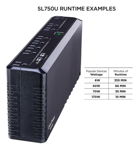 Ups Cyberpower De 750va/375w, Standby, 8 Contactos Negro