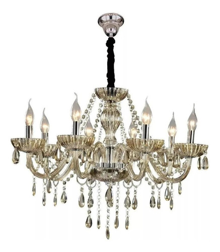 Lustre Cristal Candelabro Maria Tereza 8 L Champagne