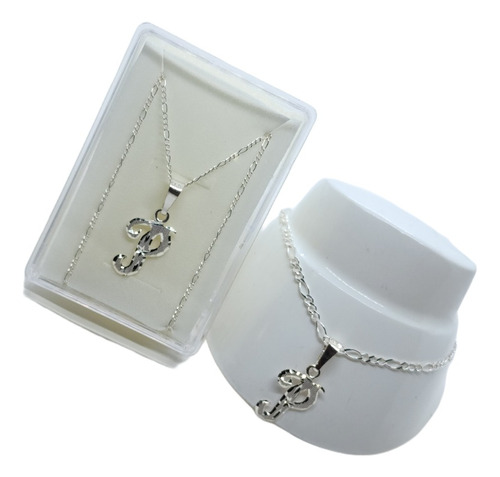 Collar De Letra P De Plata 925 Diamantada +pulsera Ad15