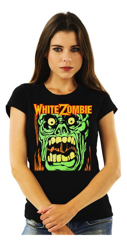 Polera Mujer White Zombie Green Monster Rock Impresión Direc