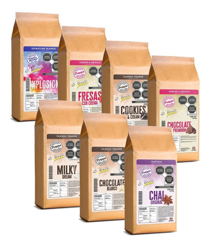 Caja 7 Bases En Polvo Para Bebidas Frías/calientes Essence