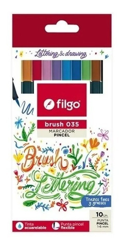 Marcador Punta Pincel Filgo Brush Pen X10 Colores Surtido