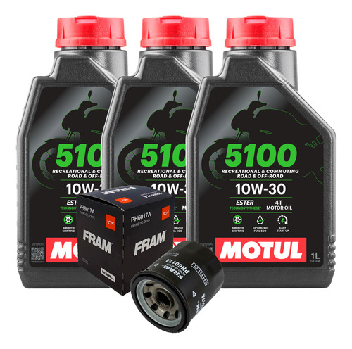 Kit 3 Lts Óleo Motor Motul 5100 10w30+filtro Óleo Cbr 500r