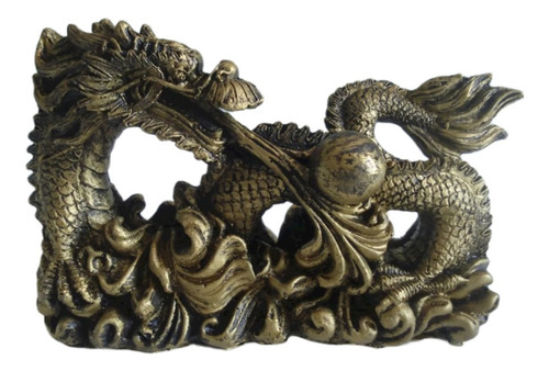 Dragon Shen Long De Resina Color Bronce Oro Hard To Find !