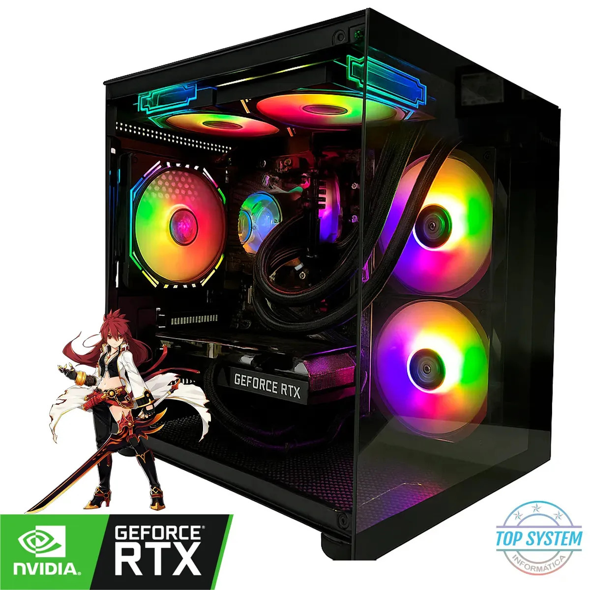 PC GAMER TOP SYSTEM INFORMÁTICA RYZEN 7 5700X, RTX 5060 8GB, 16GB RAM, SSD 500GB NVME, 600W 80 PLUS