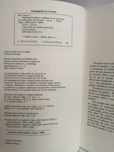 Paternidad Positiva Roger C . Rinn Y Allan Markle (Usado)