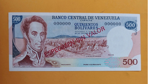 Especimen Sin Valor: Billete De 500 Bolivares 1971-1972. Unc