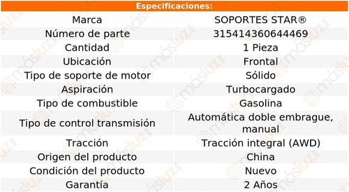 1) Soporte Motor Del Lancer 2.0l 4 Cil 08/15