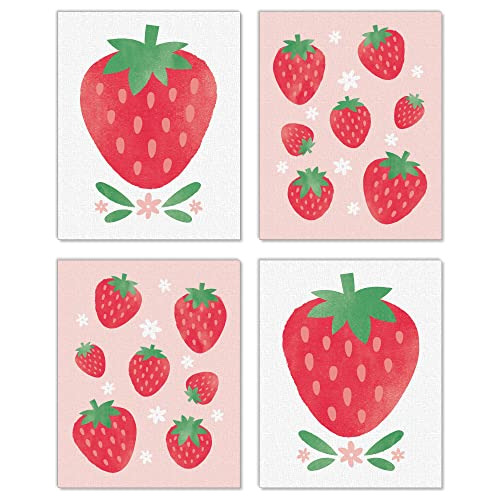 Berry Sweet Strawberry - Unframed Fruit Kitchen Linen P...