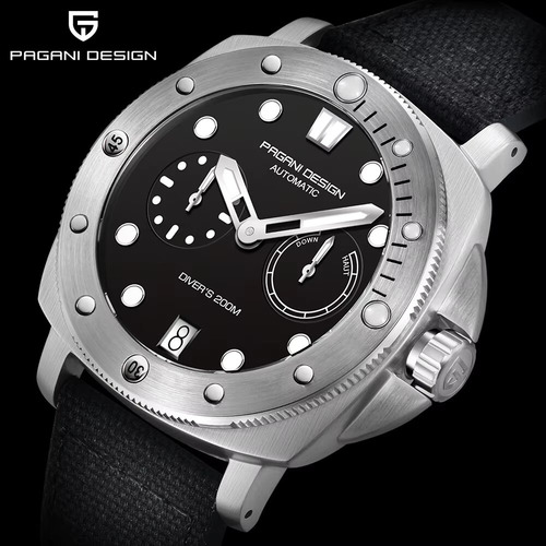 Reloj Hombre Pagani Design Pd-1767 Automatico Negro Negro Plateado Negro