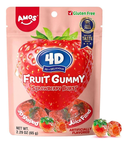 Gomitas Sabor Fresa, Amos - Fruit Gummy 4d, Cont. Net 72 G