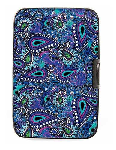 Azul Y Morado Paisley Rfid Proteccion De Robo De Datos Segur