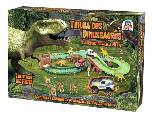 Imagem 2 de 3 de Trilha Maluca Pista Dos Dinossauros Carrinho Blocos Montar
