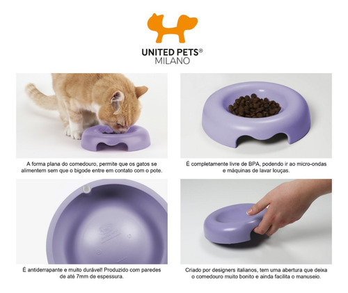 Imagem 3 de 7 de Comedouro Plano P/ Gatos United Pets Kitty Amarelo 120ml