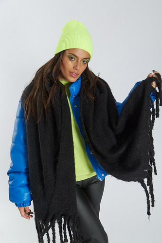 Ruana Manton Lanilla Liso Cashmere Bufanda Colores Kophiphi Negro Lisa Unico