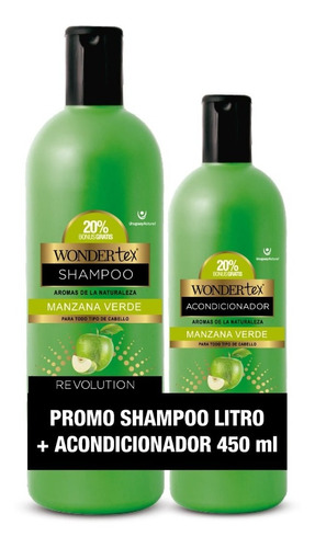 Shampoo Y Acondicionador Wonder Tex Revolution Manzana Verde