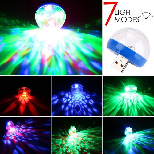 Mini Luz 5w Rgb Rotación Dj Led Usb Auto Fiesta Colores