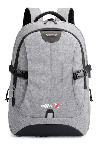 Mochila Para Laptop Con Entrada Cargador Usb Impermeable Color Gris