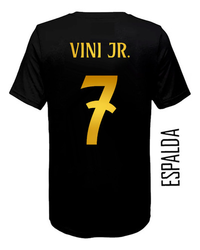 Remera Algodon Camiseta Real Madrid Golden #7 Vini Jr