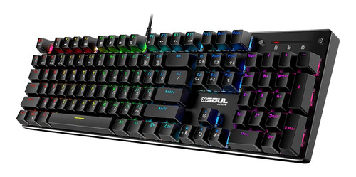 Teclado gamer Soul XK800 QWERTY Content Blue inglés US color negro con luz RGB
