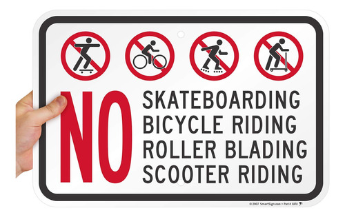 Smartsign  No Skateboarding Bicicleta Scooter Patinar  Negro