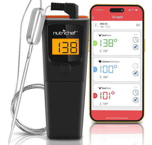 Nutrichef Termómetro Bluetooth Para Carne Y Parrilla