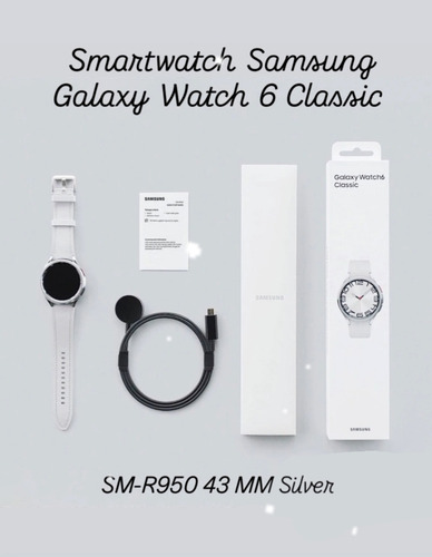 Smartwatch Samsung Galaxy Watch 6 Clasic 43mm Sm-r950 Silver Negro Milanese Plateado Negro