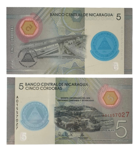 Billetes Mundiales: Nicaragua  5 Cordobas Polimero 2019