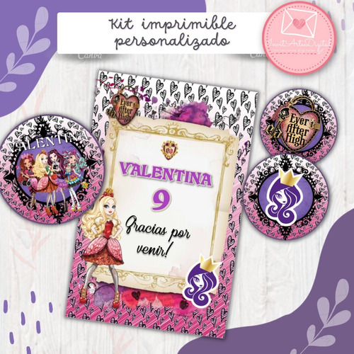 Kit Imprimible Personalizado. Ever After High. No Editable