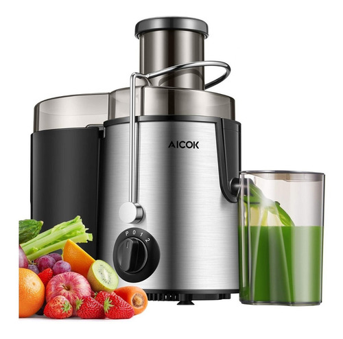 Imagen 1 de 1 de Extractor de jugos Aicok AMR516 negro y plata con accesorios