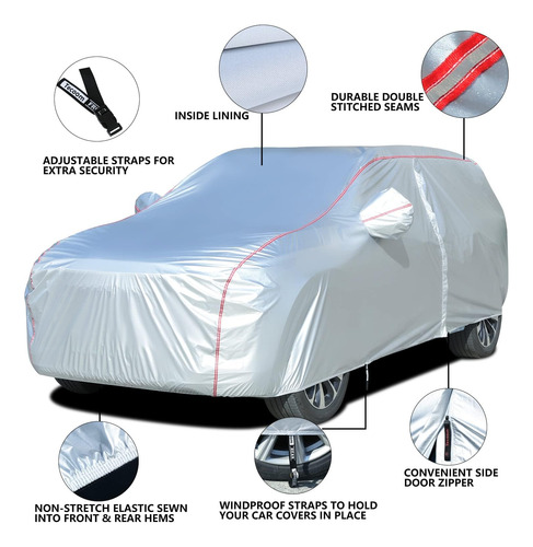 Funda Para Coche Dura Con Cremallera Impermeable A Prueba