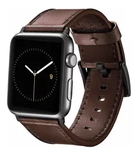 Correa Cuero Platinum Compatible Con Apple Watch 42mm Borbón