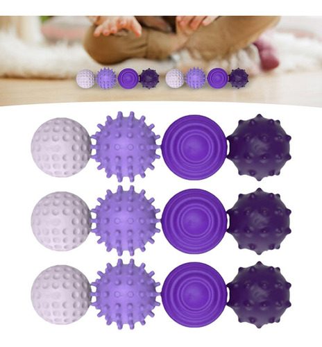Juego De 12 Pelotas Sensoriales 3d Para Niños Y Violeta
