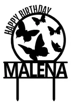 Comprar Cake Topper Adorno Torta - Nombre Con Mariposas Personalizad