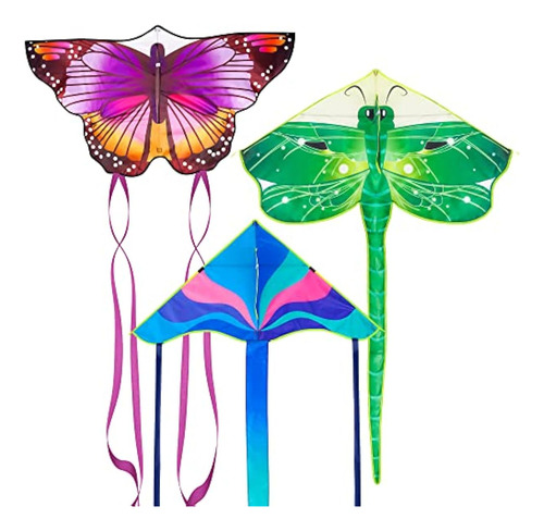 Pacote Com 3 Pipas Grandes - Butterfly Delta Dragonfly
