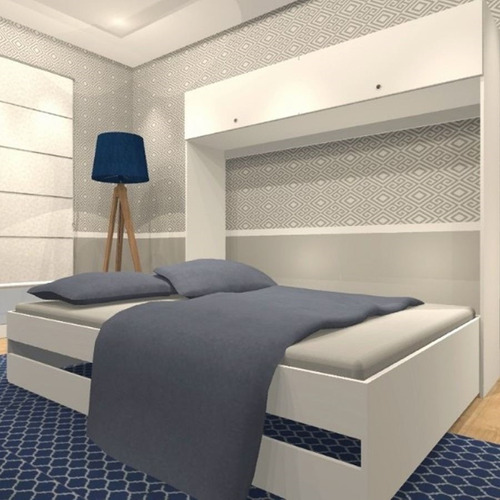 Cama Repisa Rebatible 2 Plazas Con Ropero 2 Puertas Estantes