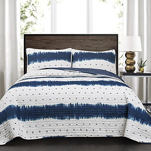 Lush Decor, Navy, Full/queen Jane Shibori Juego De Edredón D