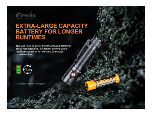 Imagen 2 de 8 de Linterna Led Fenix E28r 1500 Lumen 200mts + Bateria 3400mah