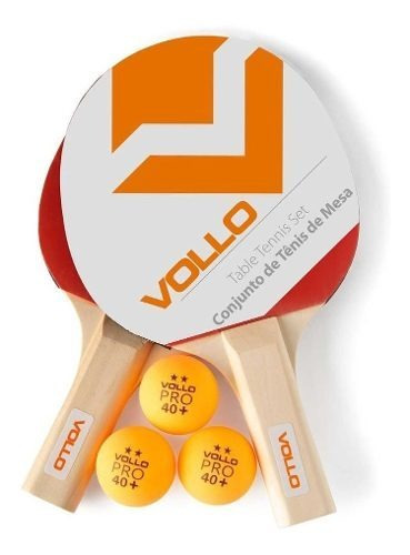 Pacote de 2 raquetes de ping pong Vollo VT610 preta/vermelha