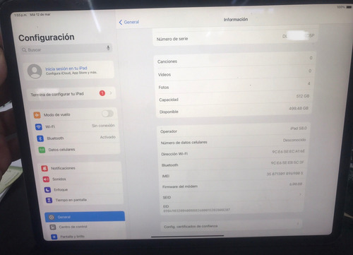 iPad Pro 12.9 512 Gb 3rd Generation 2018 - A2014 - Red Móvil (Usado)