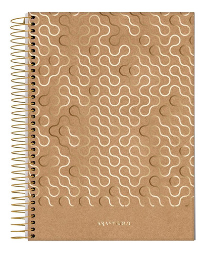 Caderno Espiral Kraft Gold Ondas Jandaia 1 Matéria 80 Fls