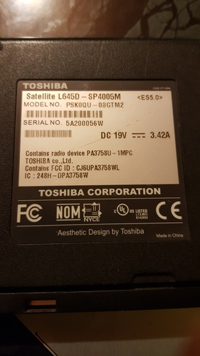 Laptop Toshiba Para Piezas Satélite L645d