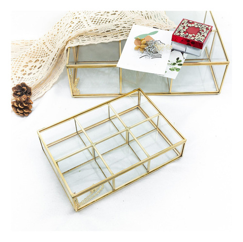 Organizador De Baratijas De Joyería De Vidrio Elegante Con