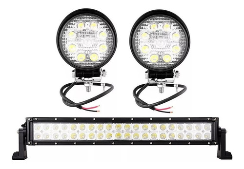 Barra 40 Led 55cm + Faros Auxiliares 27w Tractor Cosechador
