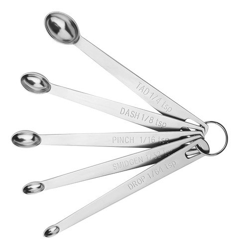 Juego De 5 Cucharas Medidoras De Acero Inoxidable 18/8, Cuch