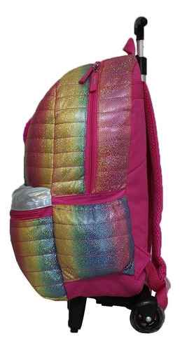 Mochila Escolar Infantil Arco Íris Clio Cg2104 Com Estojo Cor Azul-celeste Desenho Do Tecido Arco-íris