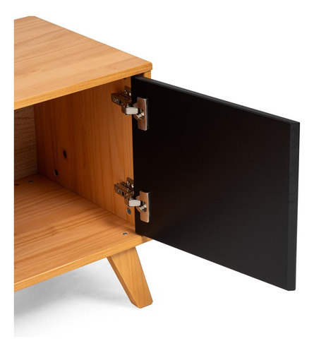 Rack Até 42 Polegadas 2 Portas Em Madeira Mdf 120 Cm Memory Cor Preto